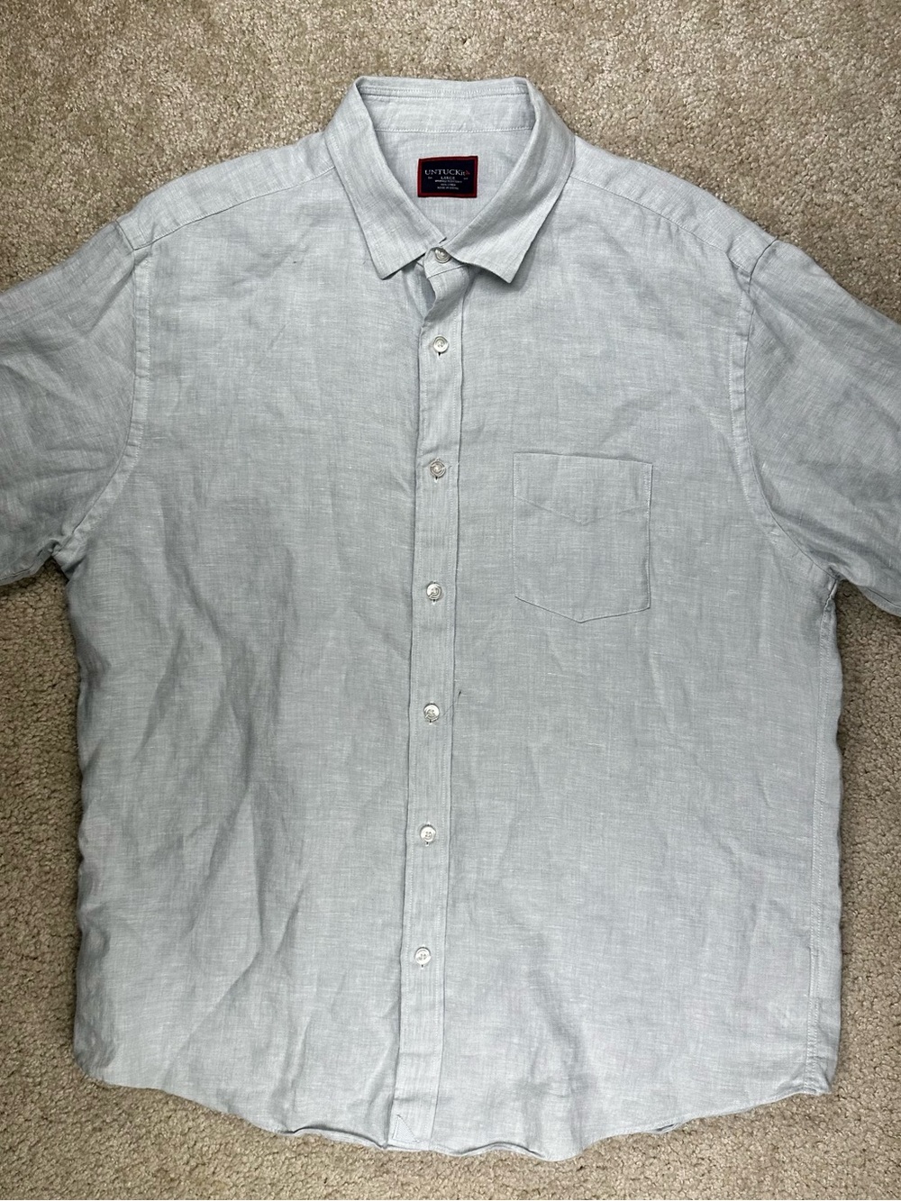 UNTUCKit Light Gray Short-Sleeve Linen Button-Down Shirt